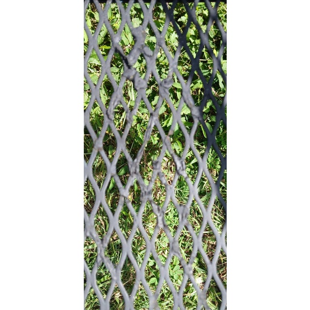 Metal Vintage 50s Russell Woodard Wrought Iron Mesh Barrel Armchairs - A Pair, Attributed For Sale - Image 7 of 9