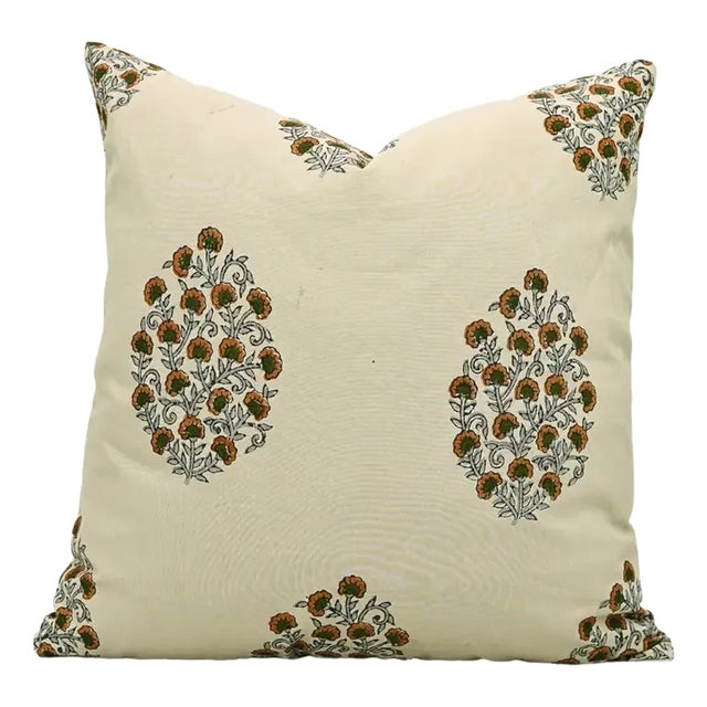 Fabdivine Handcrafted Block Print Cushion Cover 18x18 Inch Cotton Satin-Gudhal For Sale