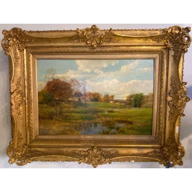 Olive Parker Black Signed Oil on Canvas Autumn Landscape Giltwood Gold Frame For Sale - Image 13 of 13