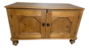 Antique Pine Low Cupboard From England