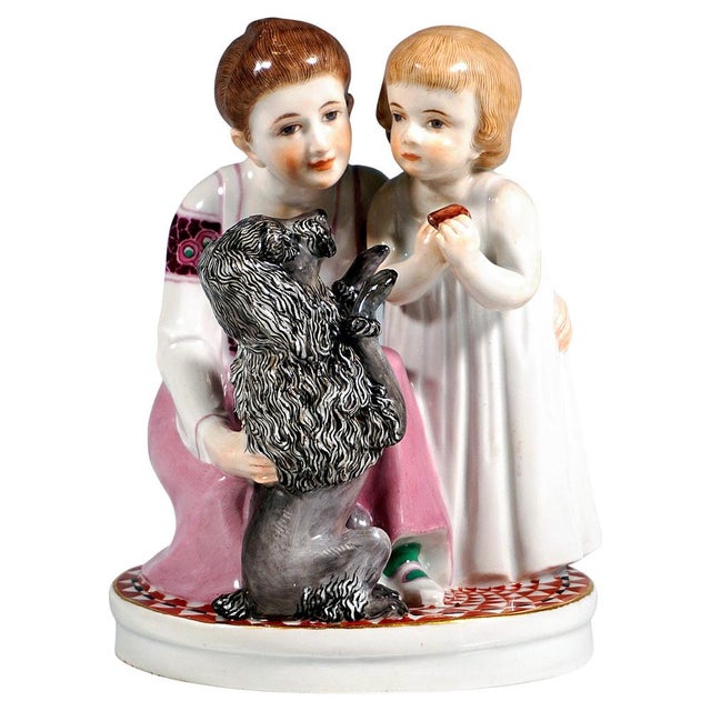 Ceramic Art Nouveau Group Figurine by Max Bochmann for Meissen, 1912 For Sale - Image 7 of 7