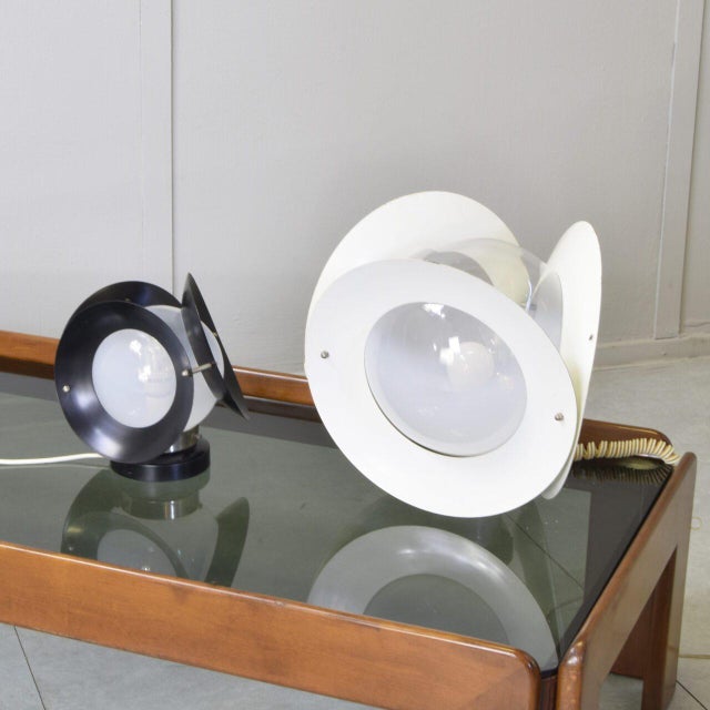 1970s Mid-Century Modern Table Lamps in Metal and Opaline Glass from Arredoluce, Italy, 1975, Set of 2 For Sale - Image 5 of 11