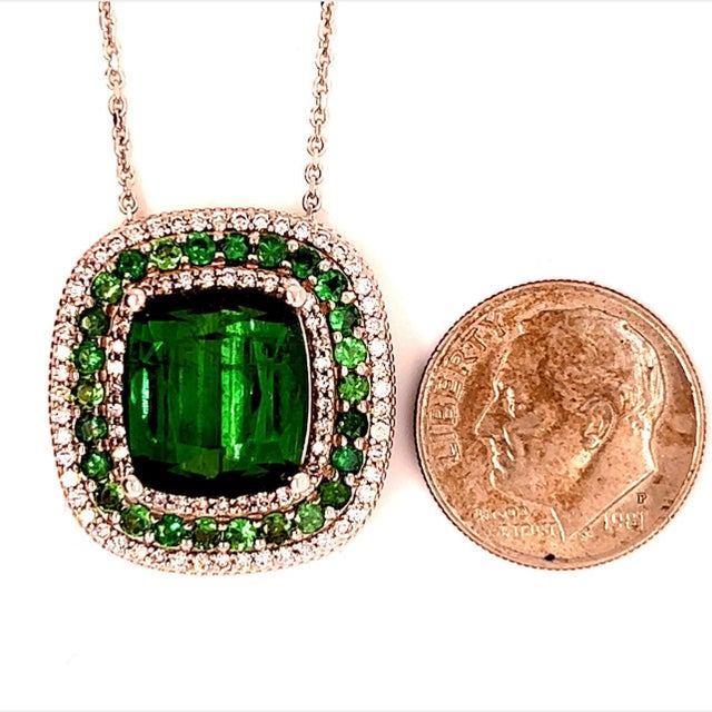 Diamond Tourmaline Garnet Pendant Necklace 9.13 TCW GIA Certified For Sale - Image 11 of 12