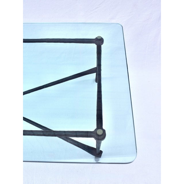 Brick Red Custom American Bronze & Glass Coffee Table by Carole Gratale 20th Century For Sale - Image 8 of 14