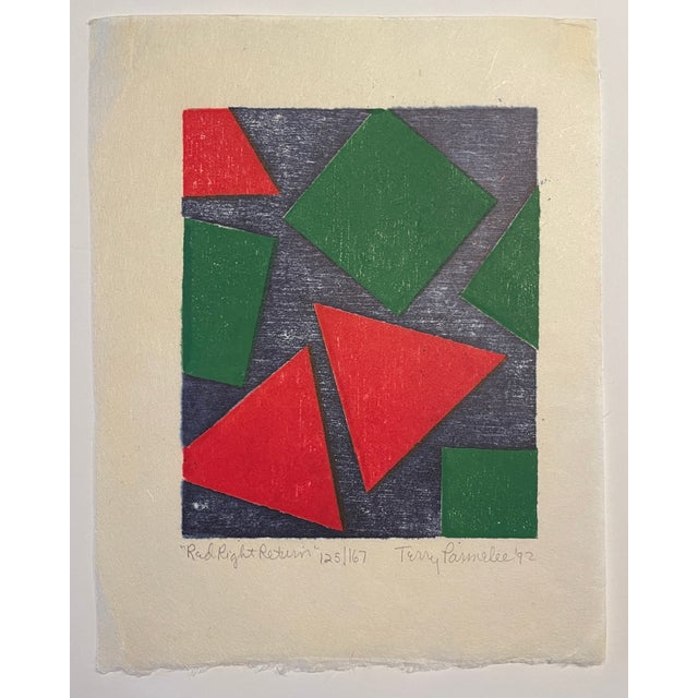Modern 1992 Terry Parmelee Red Right Return Woodcut For Sale - Image 3 of 3