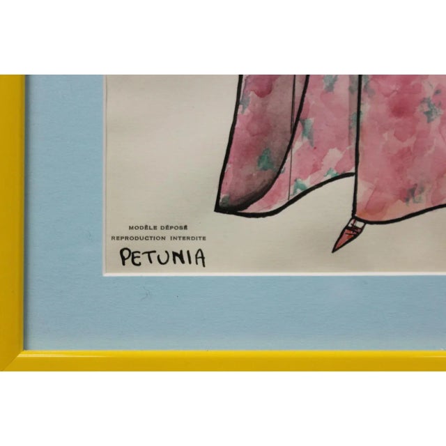 Mid-Century Modern Nina Ricci "Petunia'" 77 Watercolor Fashion Plate For Sale - Image 3 of 7
