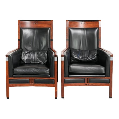 Art Deco Chairs in Black Cow Leather from Schuitema, Set of 2 For Sale