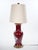 Pair of Mid-20th Century Burgundy Red Porcelain Chinoiserie Heron Table Lamps For Sale - Image 11 of 12