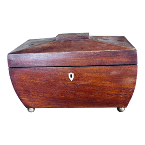 19th Century Mahogany Tea Caddy With Divided Interior