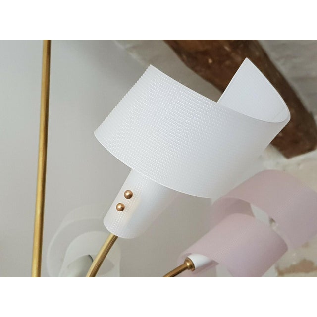 Vintage Brass and Plastic 5-Arm Chandelier, 1950s For Sale - Image 9 of 10