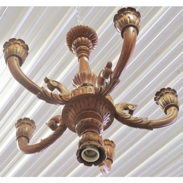 Antique Carved Walnut Chandelier For Sale - Image 4 of 5
