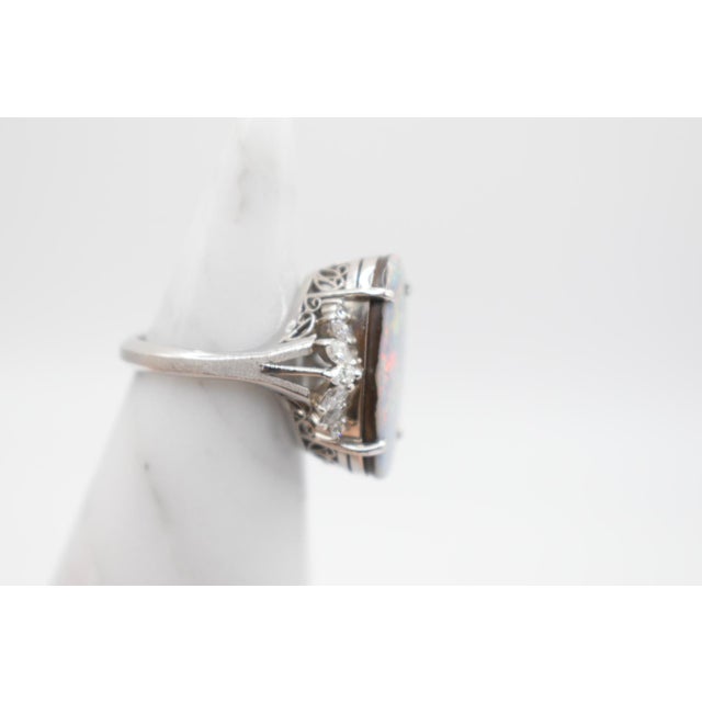 Mid 20th Century Gia Opal and Diamond Ring, Size 7 For Sale - Image 10 of 15