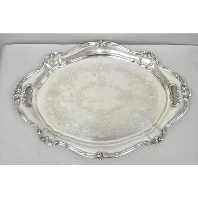 Antique Gorham Silver Plated Victorian Oval Butlers Serving Platter Bar Tray For Sale - Image 12 of 12