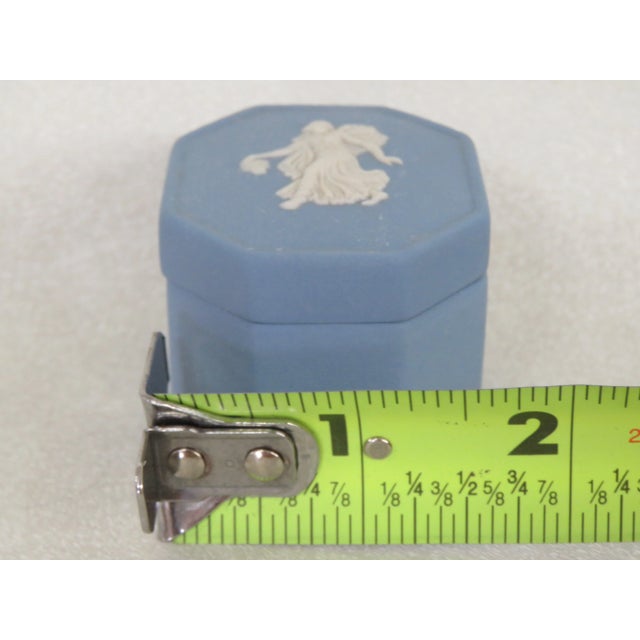 Wedgwood Jasperware Blue Octagon Cameo Ring Dish Jewelry Pill Box With Lid For Sale - Image 10 of 13
