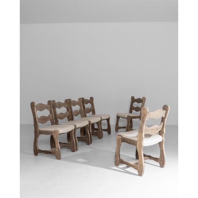 1970s French Oak Dining Chairs With Upholstered Seats - Set of 6 For Sale - Image 16 of 18