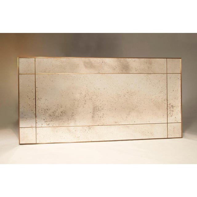 Window-Cut Mirror with Brass Frame and Antique Glass For Sale - Image 3 of 9