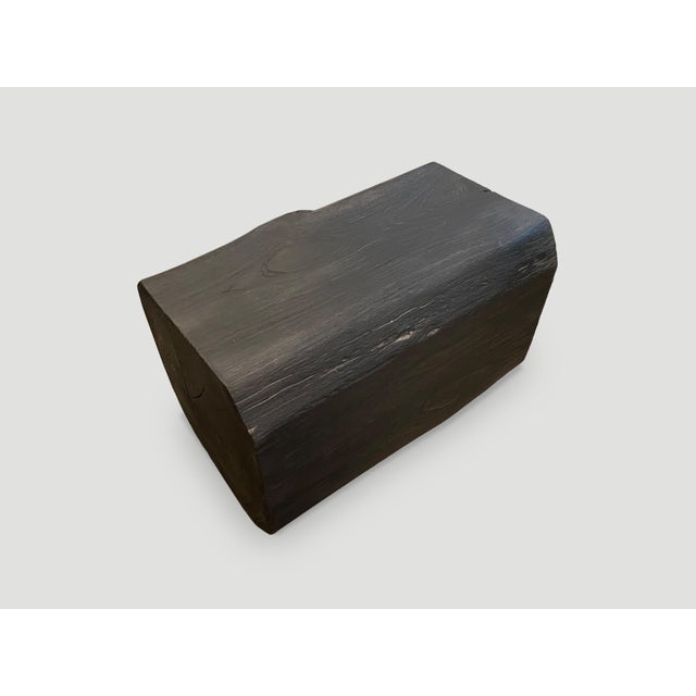 2010s Andrianna Shamaris Charred Teak Wood Log Bench or Coffee Table For Sale - Image 5 of 6