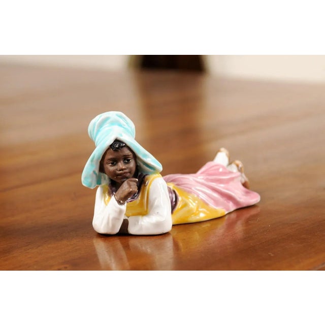 Vintage Petite English Porcelain Figurine Depicting a Young Girl Laying on the Ground For Sale In Atlanta - Image 6 of 13