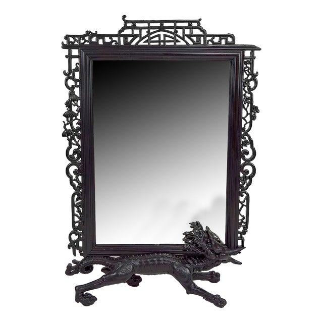 Japanese Style Viardot Mirror with Dragon, 1880s For Sale