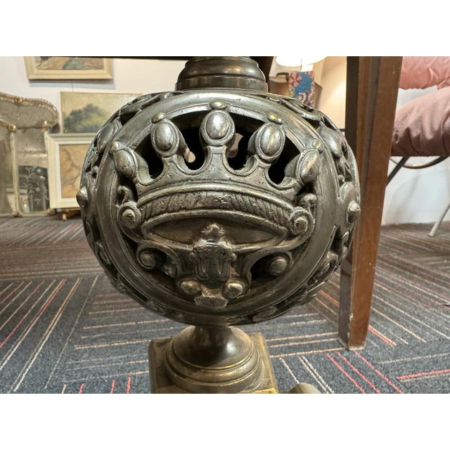 Andirons with Marmousets in Silvered Bronze For Sale - Image 4 of 8