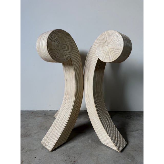 Vintage Coastal Organic Sculptural Pencil Reed Rattan Dining Table For Sale - Image 9 of 18