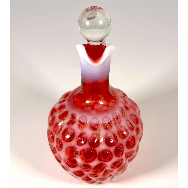 Late 19th Century Hobbs Windows Swirl Cranberry Opalescent Cruet No. 326 c. 1888 For Sale - Image 5 of 10