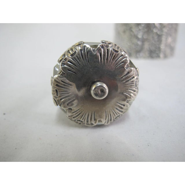 Early 19th Century Antique Mauser Sterling Silver Repousse Cherub Overlay Etched Crystal Decanter For Sale - Image 5 of 13