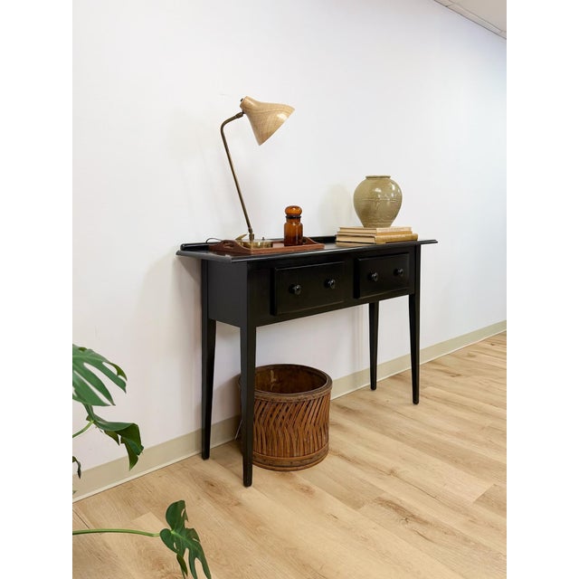 Nichols and Stone Solid Black Wood Console Two Drawers Modern Transitional For Sale - Image 10 of 16