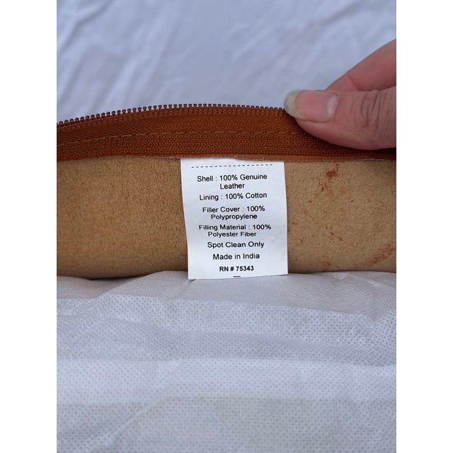 Animal Skin Vintage Williams Sonoma Home Cane Woven Leather Pillow – Discontinued 20” Square Luxe Décor For Sale - Image 7 of 9