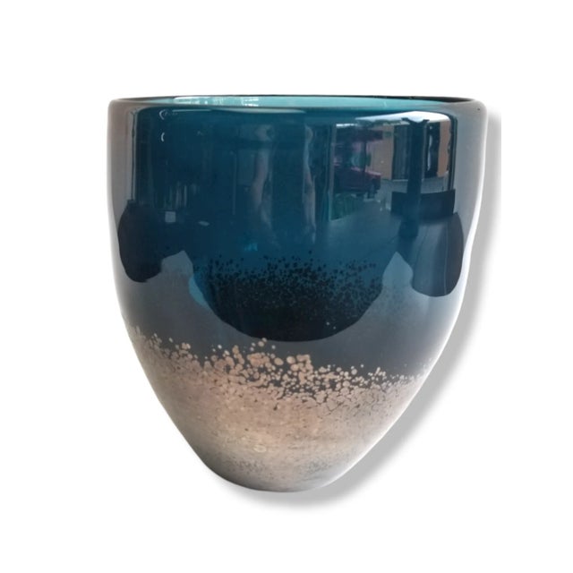 Handcrafted Deep Teal Bronze Ombre Vase "Lazy Susan" For Sale - Image 4 of 11