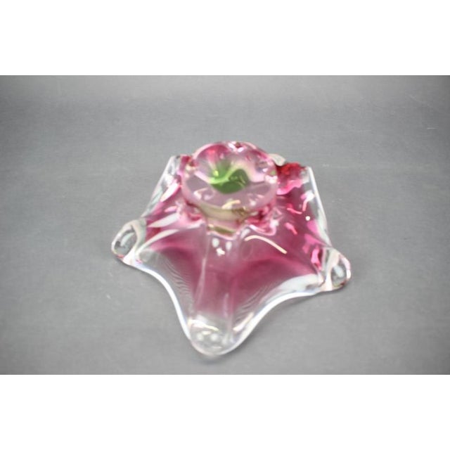 Glass Mid-Century Czech Pink and Green Art Glass Bowl by Josef Hospodka, 1960s For Sale - Image 7 of 9