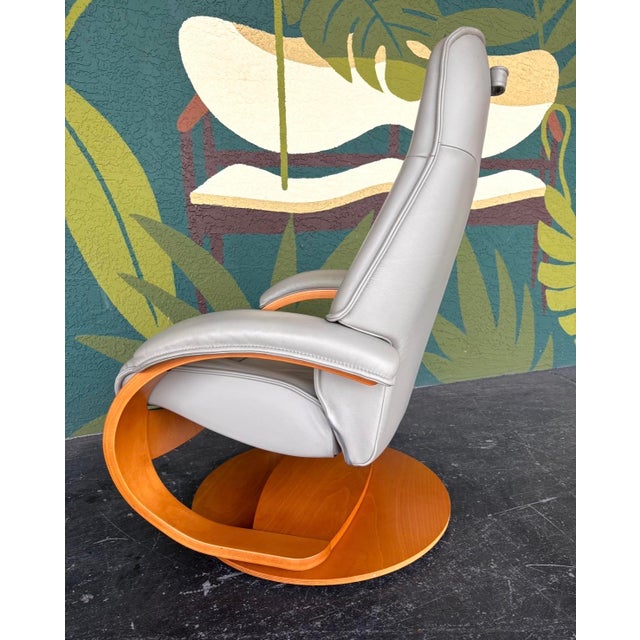 Danish Modern Fjords Admiral Leather Recliner W Otto Pair For Sale In Tampa - Image 6 of 13