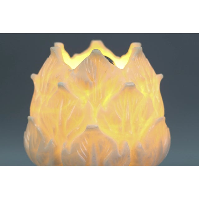 Mid-Century Italian White Flower Alabaster Table Lamp, 1950s For Sale - Image 13 of 18