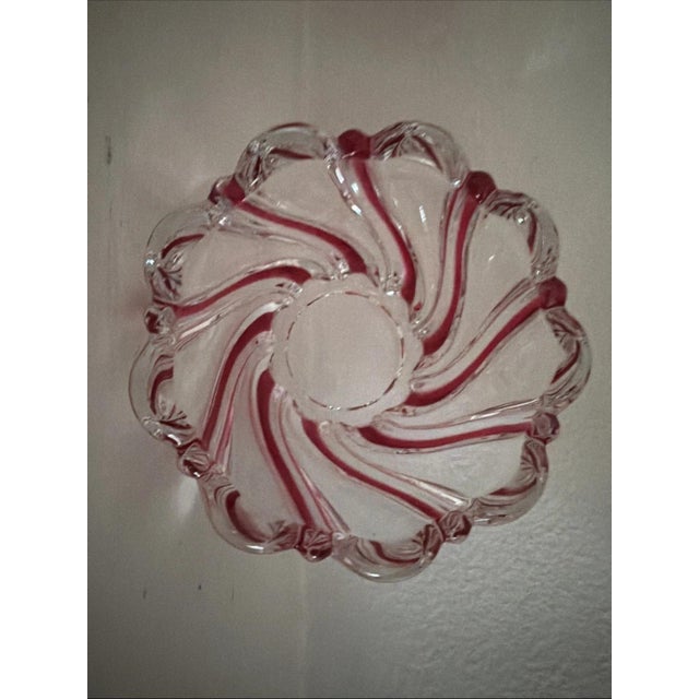 Mid-Century Modern 1990s Pair of Mikasa Peppermint Swirl Glass Candy Dish For Sale - Image 3 of 5