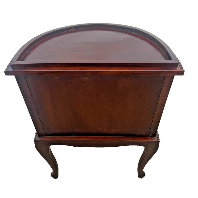 Late 20th Century China Cabinet Demilune Half Moon Shape Curio Display, Led Lighted, Beveled Glass For Sale - Image 9 of 14