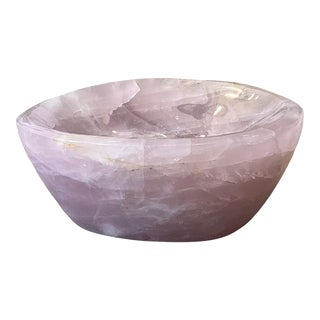 Early 21st Century Rose Quartz Crystal Accent Bowl For Sale