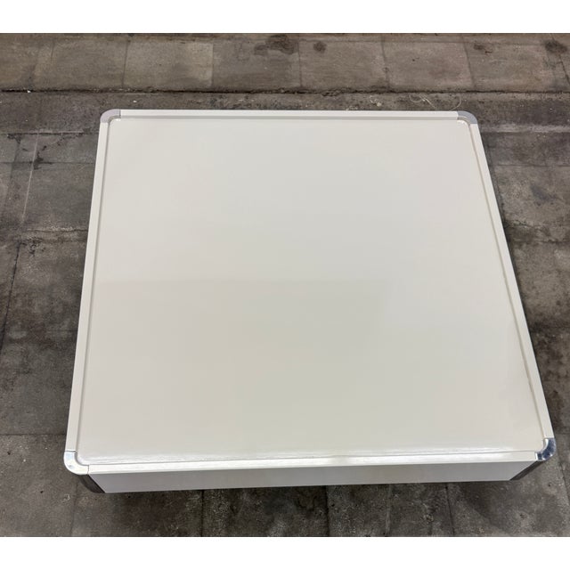 Willy Rizzo White Lacquer Coffee Table Attributed to Willy Rizzo For Sale - Image 4 of 8