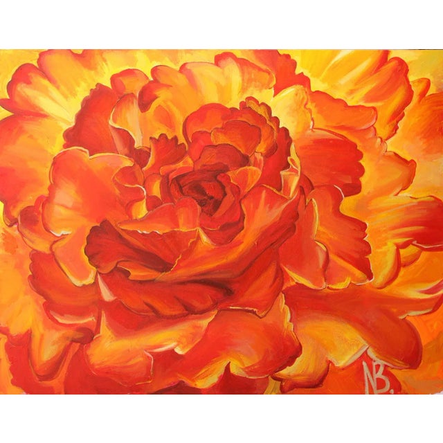 "Begonia Flowers" Contemporary Botanical Still Life Mixed-Media Painting by Natalia Bessonova For Sale