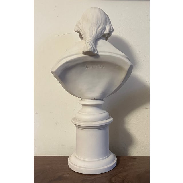 Antique 19th Century English Parian Porcelain Library Bust of President George Washington After Houdon Dated 1853 For Sale - Image 14 of 18
