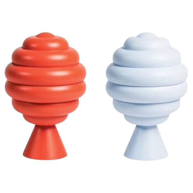 Small Beebee Jars in Orange and Blue by Made by Choice, Set of 2 For Sale