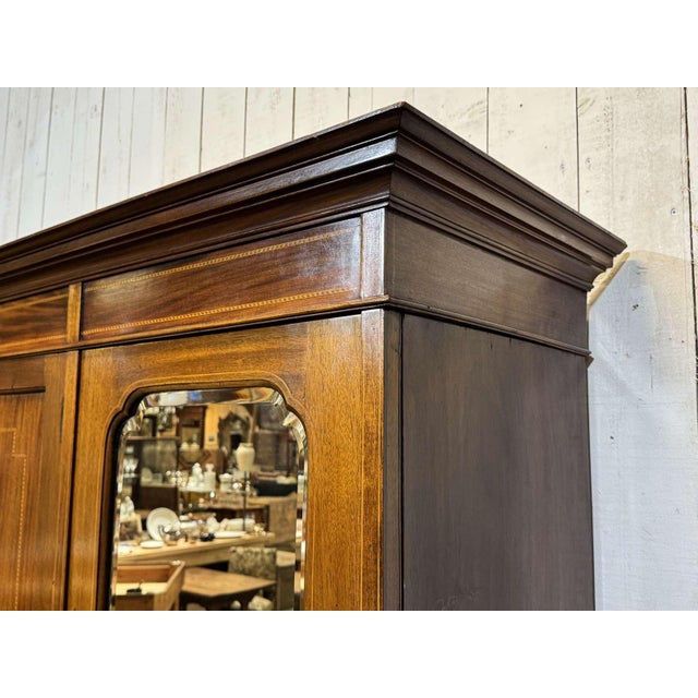 19th Century English Mahogany Wardrobe For Sale - Image 5 of 18