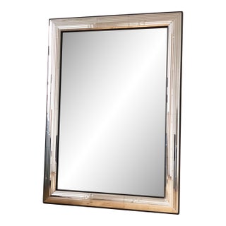 Large Vintage Deknudt Beveled Panel Mirror – Silver and Black, Belgium, 1980s For Sale