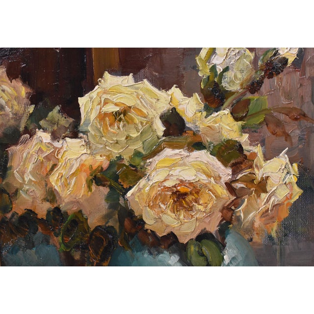 Kees Terlouw, Small Still Life of Yellow Roses, Oil on Canvas, 20th Century, Framed For Sale - Image 4 of 10