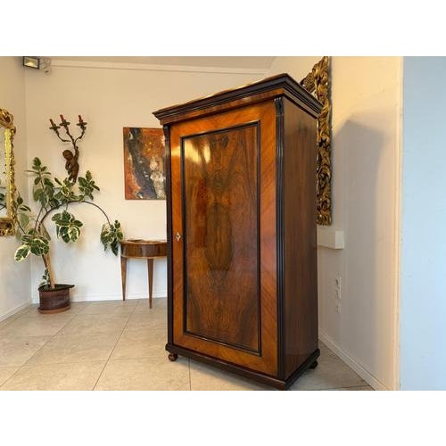 Wood Antique Gründerzeit Walnut Veneered Wardrobe For Sale - Image 7 of 16