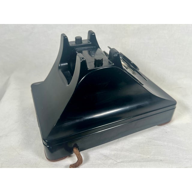 1940s Vintage 1940s Western Electric Model 302 Black Rotary Desk Phone For Sale - Image 5 of 9