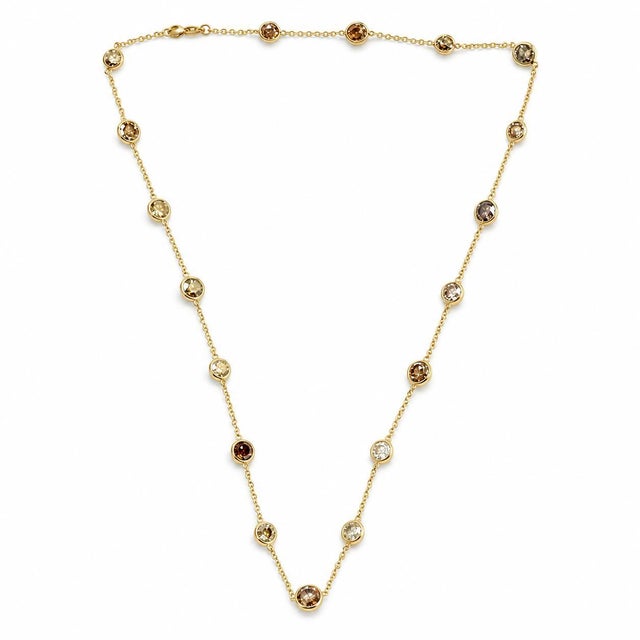 Early 21st Century 14k Yellow Gold Diamonds by the Yard Brown 16.15carets Diamond Necklace For Sale - Image 5 of 7