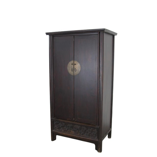 Chinese Late 19th Century Hand Carved Apron Antique Chinese Cabinet For Sale - Image 3 of 12