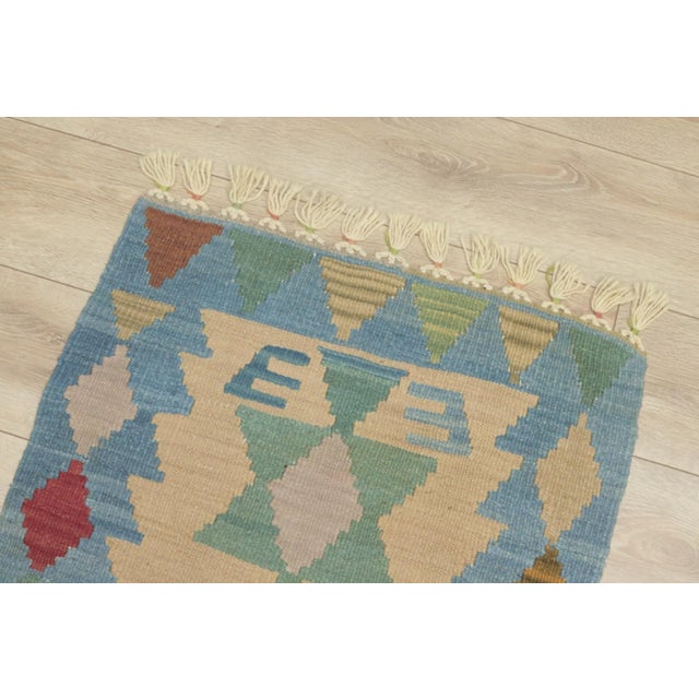 1960s Southwestern Soft Blue Hand Knotted Rug For Sale - Image 9 of 13