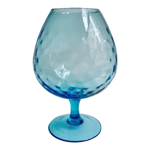 1960s Empoli Optic Aqua Art Glass Snifter Vase