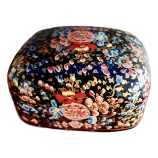 1970s Lacquered Floral Lidded Box For Sale